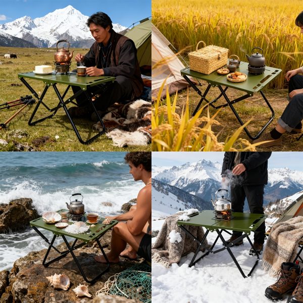 3pcs Portable Folding Camping Table | Lightweight Iron Picnic Table, Foldable Design Suitable for Outdoor Camping, Beach BBQ, Tailgate Parties, Hiking