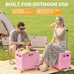 Folding Utility Cart Portable Rolling Crate Handcart Shopping Trolley Collapsible Tool Box, with Lid, on 4 Rotate Wheels, for Grocery, Shopping, Office, Teacher, Camp