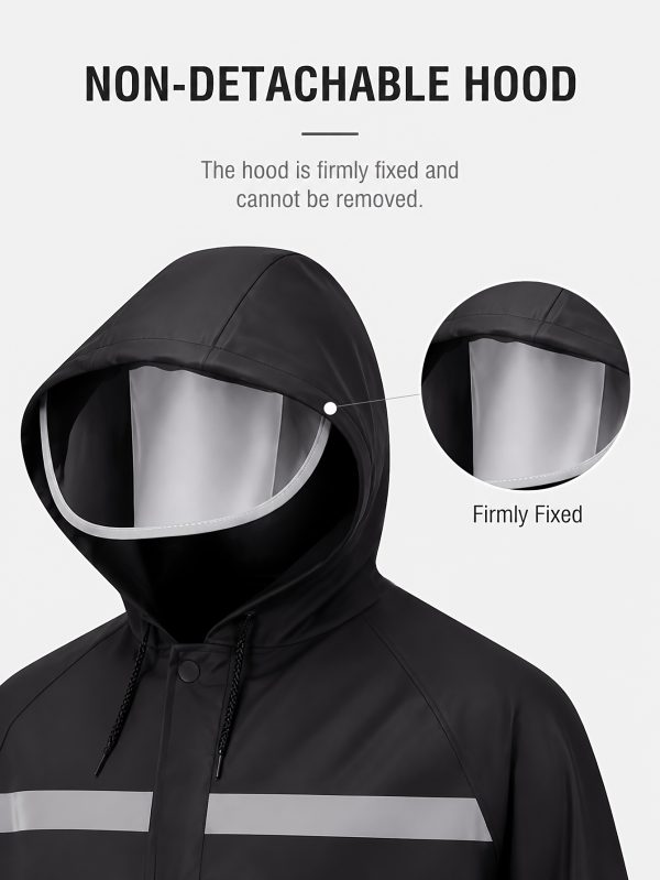 Long Hooded Raincoat High Quality Emergency Rain Jacket Poncho for Men Adults-Durable PVC Material,Hiking, Cycling, Fishing & Outdoor Activities,Suitable for 4 Seasons