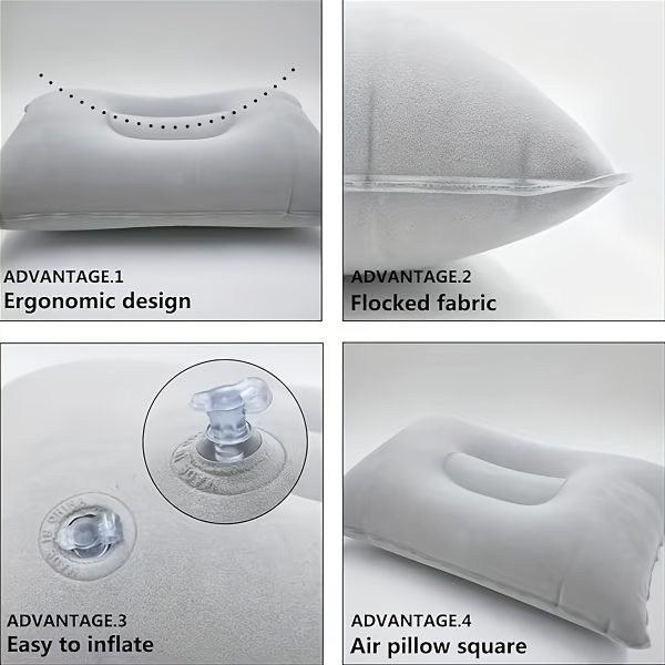 2pcs Inflatable Travel Pillows, Portable Ultra-Light Air Camping Pillow, with Neck And Lumbar Support, Washable Air Pillow, Suitable for Airplane, Car, Office Nap, Hiking, Backpacking, Multifunctional Travel Pillow, Suitable for Various Occasions