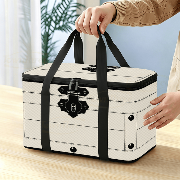 Large-Capacity Insulated Thermal Storage Box & Portable Cooler Suitable for Outdoor Camping, Office, Picnic - Reusable PET Suitcase Tote with Flip-Top Lid, Sealed Bag for Parties, Travel, Non-Food Contact Container Design, 2D Flat