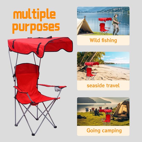Foldable Doubleu002FSingle Chair with Canopy: Comes with a Table - Perfect for Patios, Camping, And Outdoor Events