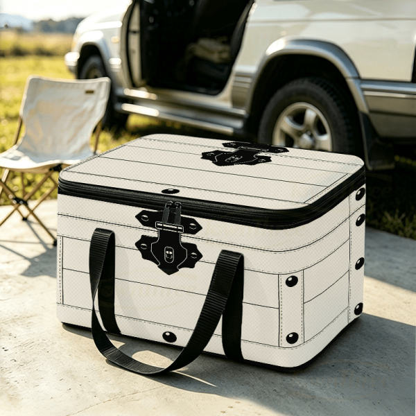 Large-Capacity Insulated Thermal Storage Box & Portable Cooler Suitable for Outdoor Camping, Office, Picnic - Reusable PET Suitcase Tote with Flip-Top Lid, Sealed Bag for Parties, Travel, Non-Food Contact Container Design, 2D Flat