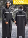 Long Hooded Raincoat High Quality Emergency Rain Jacket Poncho for Men Adults-Durable PVC Material,Hiking, Cycling, Fishing & Outdoor Activities,Suitable for 4 Seasons