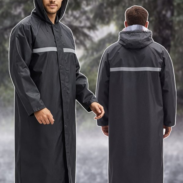 Long Hooded Raincoat High Quality Emergency Rain Jacket Poncho for Men Adults-Durable PVC Material,Hiking, Cycling, Fishing & Outdoor Activities,Suitable for 4 Seasons