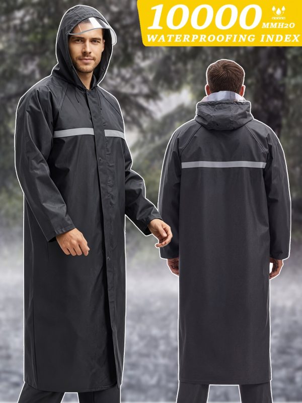 Long Hooded Raincoat High Quality Emergency Rain Jacket Poncho for Men Adults-Durable PVC Material,Hiking, Cycling, Fishing & Outdoor Activities,Suitable for 4 Seasons