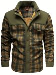 Men's American Size Autumnu002FWinter Fleece-Lined Warm Plaid Jacket, Hunting