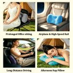1pc Large Foldable Inflatable Camping Pillow, Portable Lightweight Multifunctional Travel Neck Pillow, Comfortable Air Pillow for Car, Hiking, Office Nap, Outdoor Camping And Vacation Essentials