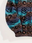 Fleece National Style Jacquard Zipper Mid-High Neck Kangaroo Pocket Pullover Sweater