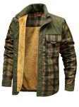 Men's American Size Autumnu002FWinter Fleece-Lined Warm Plaid Jacket, Hunting
