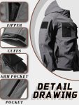 Men'S Tactical Thickened 2pcs Outdoor Casual Softshell Jacket And Cargo Pants Set, Fall Winter Fleece Contrast Hooded Windproof Warm Workwear Multi-Pocket Top And Bottom, Hunting Riding Hiking Exploration Climbing Outfit Without Additions