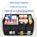 A Collapsible Trunk Storage Box with Dual Compartments - a Durable, Foldable Storage Solution That Allows for Easy Access And Maximum Organization - Perfect for Outdoor Camping And Everyday Use, a Shoe Storage Box for The Trunk