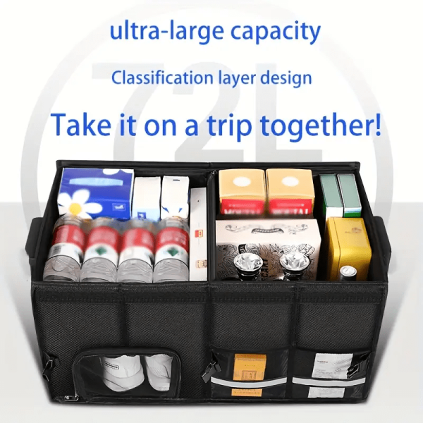 A Collapsible Trunk Storage Box with Dual Compartments - a Durable, Foldable Storage Solution That Allows for Easy Access And Maximum Organization - Perfect for Outdoor Camping And Everyday Use, a Shoe Storage Box for The Trunk