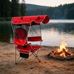 Foldable Doubleu002FSingle Chair with Canopy: Comes with a Table - Perfect for Patios, Camping, And Outdoor Events