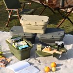 Outdoor Large Capacity Storage Basket, Camping Camping Handheld Blue, Foldable Picnic Basket, Portable Detachable Small Dining Table, Multifunctional Sturdy And Durable Storage Box