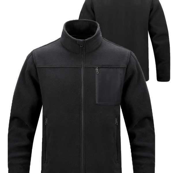 Men's Tactical Fleece-Lined Sweatshirt - Breathable, Warm Pullover with Side Zipper Pockets for Hunting & Outdoor Activities, Perfect for Fallu002FWinter, Spring & Autumn, Regular Fit, Sporty Style, Outdoor Activity, Crew Neck, Long Sleeve