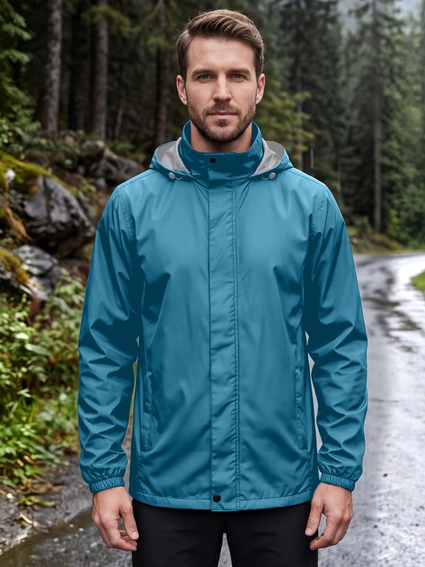 Men'S Rain Jacket Raincoat Windbreaker Running Waterproof Lightweight Packable with Hood Travel Hiking Cycling, Autumn Transitional Layers, Hunting
