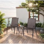 3 Piece Patio set, Outdoor Camping Chairs with Breathable Fabric, folding table with steel table top, 2 Stackable chairs and 1Foldable table set