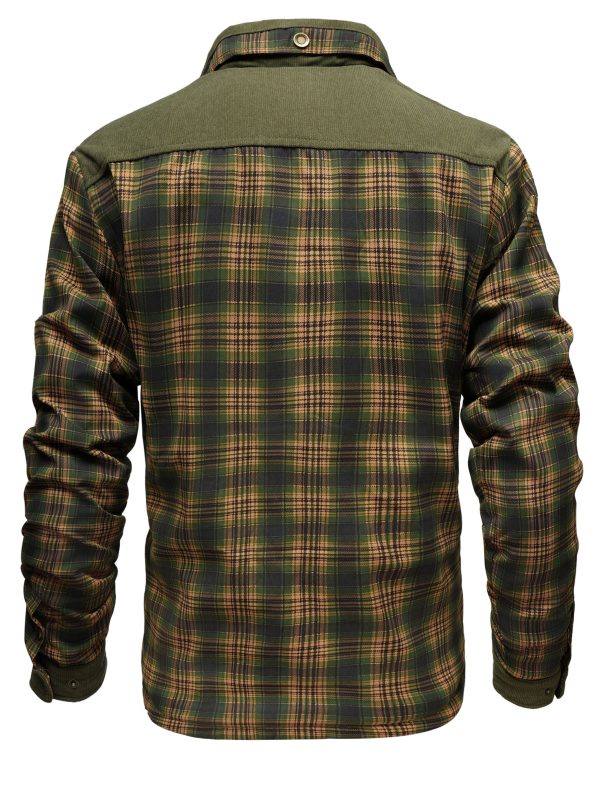 Men's American Size Autumnu002FWinter Fleece-Lined Warm Plaid Jacket, Hunting