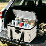 Large-Capacity Insulated Thermal Storage Box & Portable Cooler Suitable for Outdoor Camping, Office, Picnic - Reusable PET Suitcase Tote with Flip-Top Lid, Sealed Bag for Parties, Travel, Non-Food Contact Container Design, 2D Flat