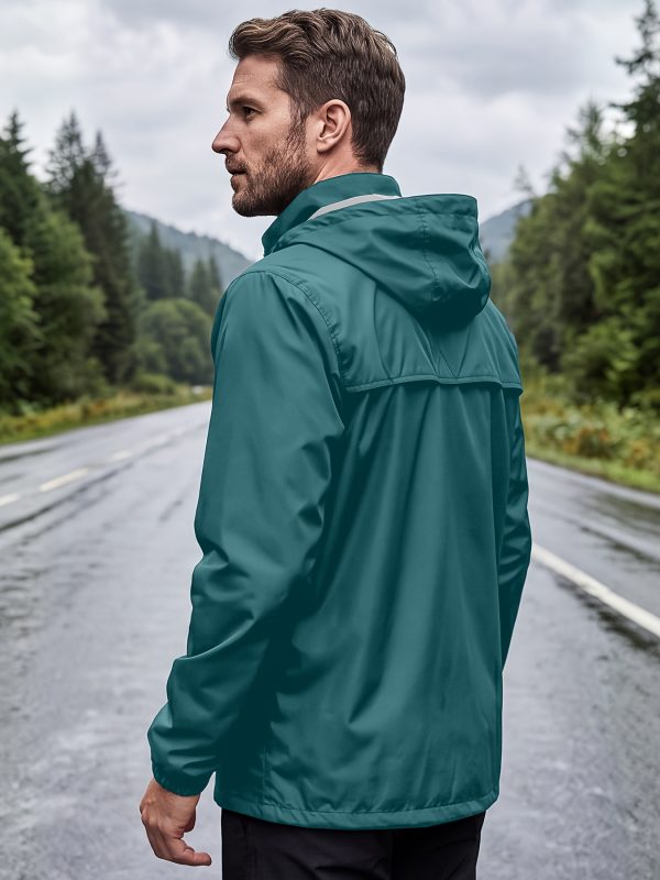 Men'S Rain Jacket Raincoat Windbreaker Running Waterproof Lightweight Packable with Hood Travel Hiking Cycling, Autumn Transitional Layers, Hunting