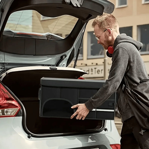 A Collapsible Trunk Storage Box with Dual Compartments - a Durable, Foldable Storage Solution That Allows for Easy Access And Maximum Organization - Perfect for Outdoor Camping And Everyday Use, a Shoe Storage Box for The Trunk