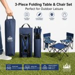 3-Pack Portable Folding Camping Table And Chairs Set with Cup Holders And Side Storage Pockets, Heavy Duty Outdoor Foldable Patio Lawn Chair Table Kit for Picnic Beach Fishing Backyard
