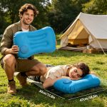 1pc Large Foldable Inflatable Camping Pillow, Portable Lightweight Multifunctional Travel Neck Pillow, Comfortable Air Pillow for Car, Hiking, Office Nap, Outdoor Camping And Vacation Essentials
