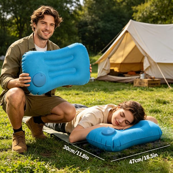 1pc Large Foldable Inflatable Camping Pillow, Portable Lightweight Multifunctional Travel Neck Pillow, Comfortable Air Pillow for Car, Hiking, Office Nap, Outdoor Camping And Vacation Essentials
