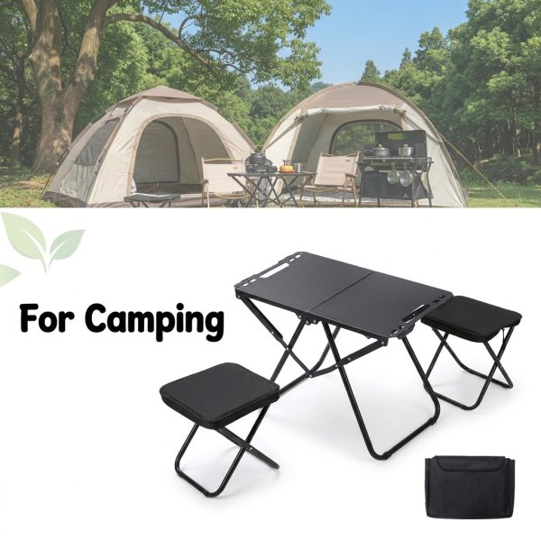 3pcs Portable Folding Camping Table | Lightweight Iron Picnic Table, Foldable Design Suitable for Outdoor Camping, Beach BBQ, Tailgate Parties, Hiking