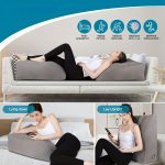 Inflatable Leg Elevation Pillow - Grey with Blue & Black Design, Ideal for Sleeping, Reading, Camping - Microfiber Back Cushion for Hip & Knee Support | Modern & Durable Pillow