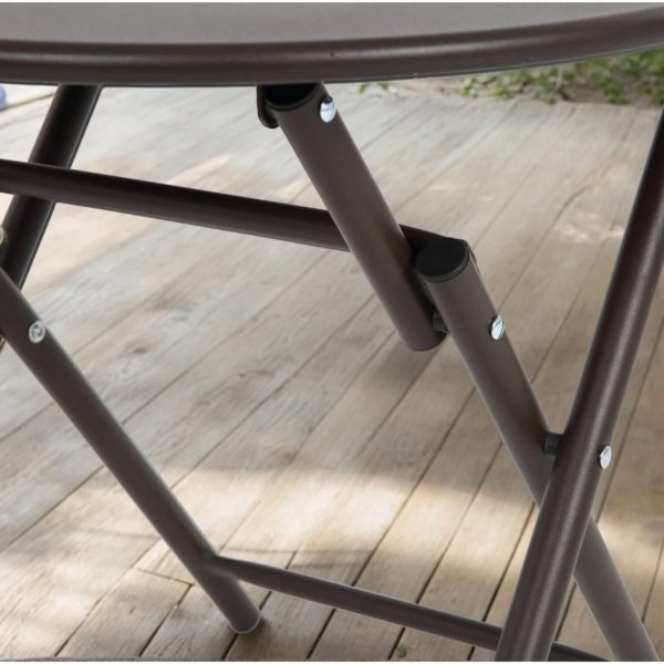 3 Piece Patio set, Outdoor Camping Chairs with Breathable Fabric, folding table with steel table top, 2 Stackable chairs and 1Foldable table set