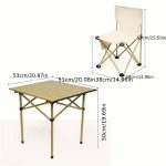 1 Set of 3pcs 20.88 X 20.09 X 19.7 Inch Sets Non-Slip Feet Spacious Desktop Table And Chair Set Fishing BBQ Hiking Folding Stool Table Set Camping Furniture