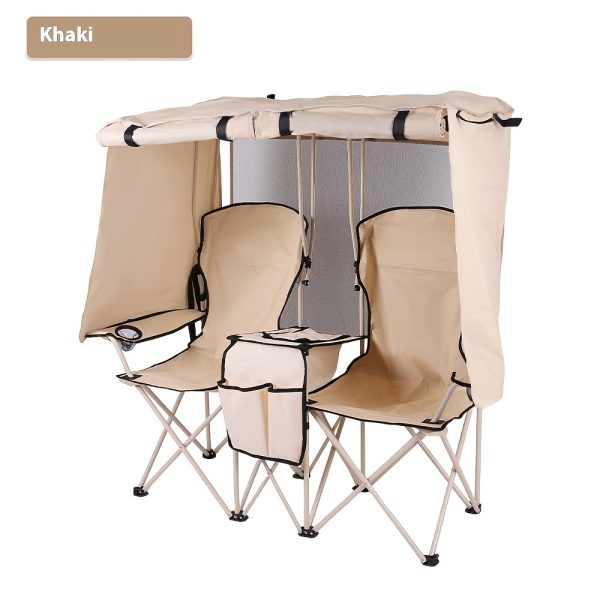 Foldable Doubleu002FSingle Chair with Canopy: Comes with a Table - Perfect for Patios, Camping, And Outdoor Events